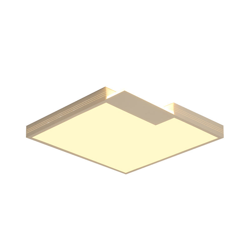 Minimalist Led Ceiling Lighting: Square Acrylic Flush Mount White 16’/19.5’ Width Warm/White Light