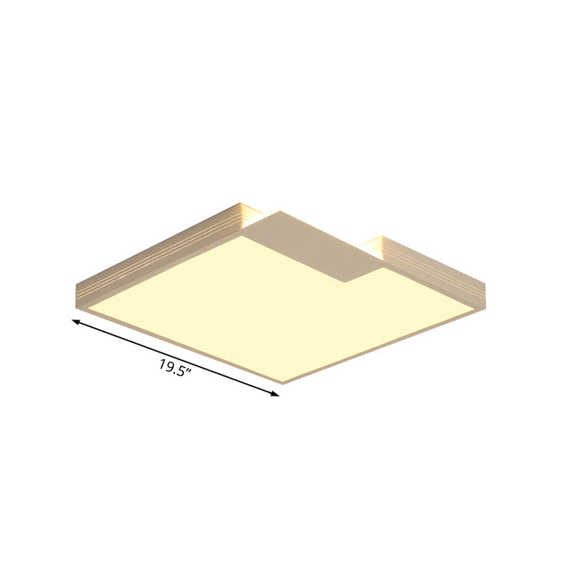 Minimalist Led Ceiling Lighting: Square Acrylic Flush Mount White 16’/19.5’ Width Warm/White Light