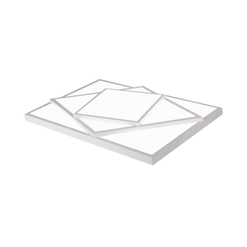 Modern Metal Led Flush Mount Ceiling Light Fixture For Living Room - Black/White Rectangle/Square