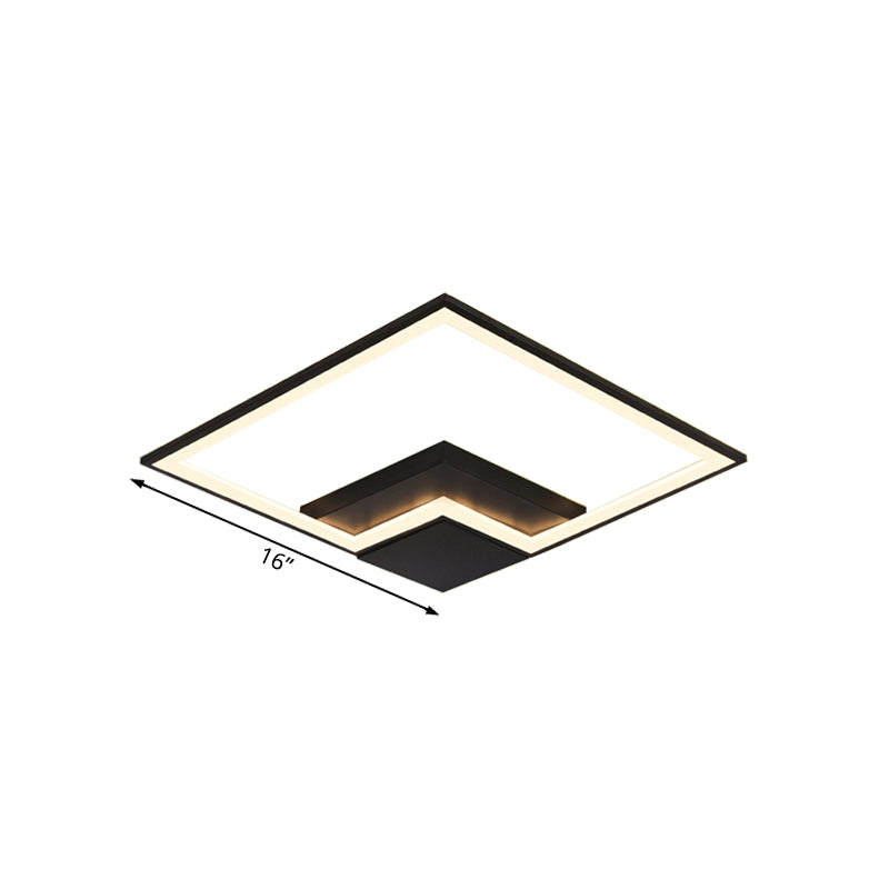 Torch Square Ceiling Lamp Simplicity - Black/White Led Acrylic Flush Mount Light