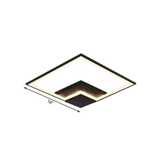 Torch Square Ceiling Lamp Simplicity - Black/White Led Acrylic Flush Mount Light