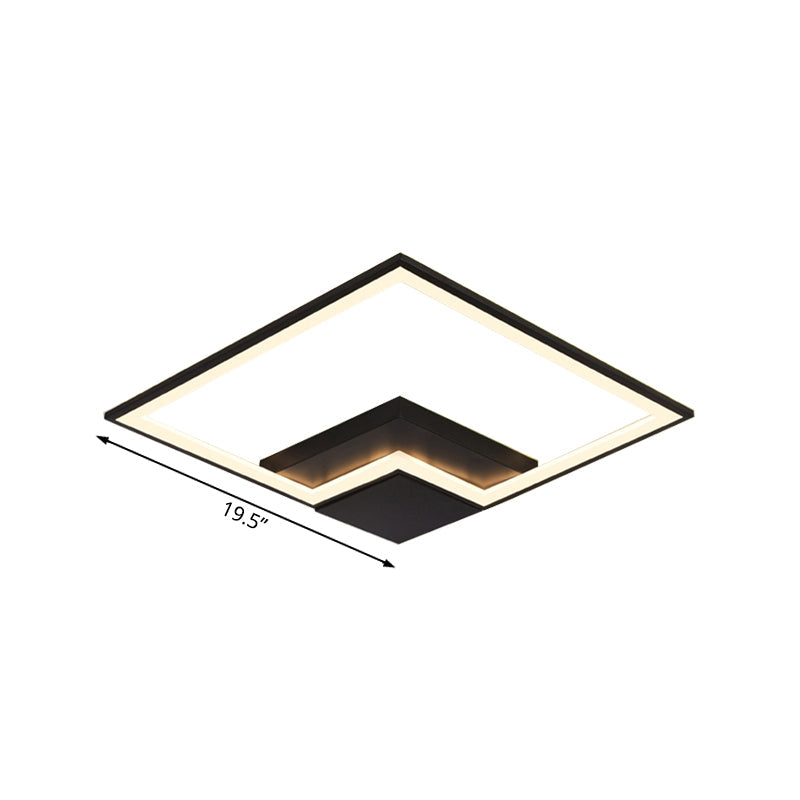 Torch Square Ceiling Lamp Simplicity - Black/White Led Acrylic Flush Mount Light