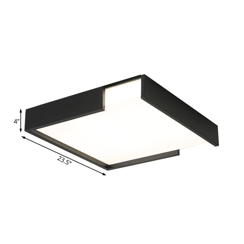 Minimalistic Squared Led Flush Mount Light In Black/White - 16’/19.5’ Dia For Bedroom With