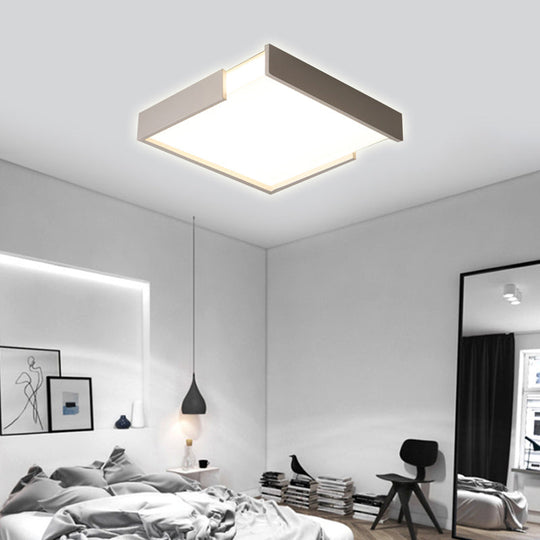 Minimalistic Squared Led Flush Mount Light In Black/White - 16’/19.5’ Dia For Bedroom With