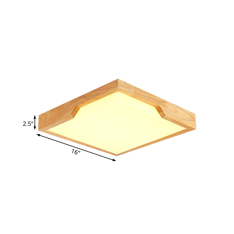 Modern Wooden Led Ceiling Lamp - Single Light Flush Mount Fixture (3 Sizes: 16/19.5/23.5)
