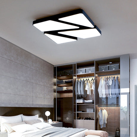 Modern Led Flush Mount Lighting: 25.5/37.5 W Acrylic Shade Black/White Square/Rectangular Ceiling