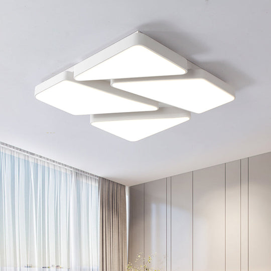 Modern Led Flush Mount Lighting: 25.5’/37.5’ W Acrylic Shade Black/White Square/Rectangular