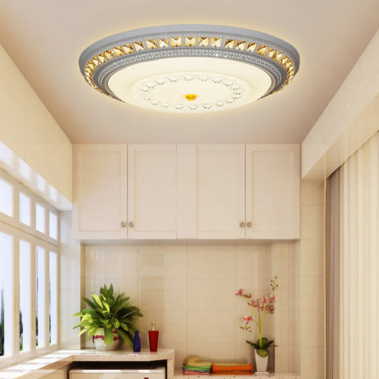 Contemporary Led Crystal Accent Ceiling Light Fixture - White 19.5’/23.5’/31.5’ Width / 19.5’