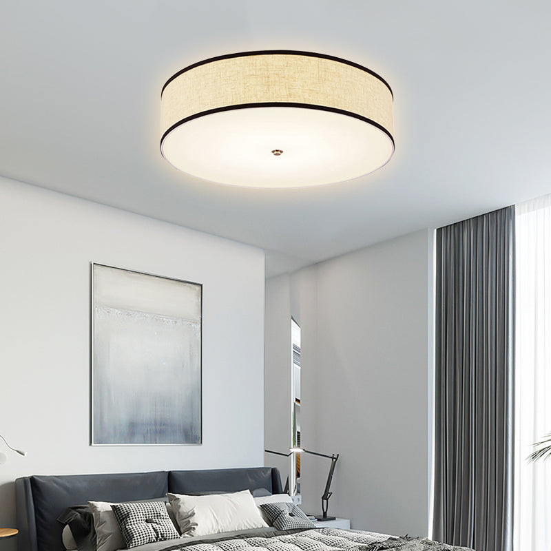 Minimalist Fabric Drum Ceiling Mounted Light - Led White Flush Mount Lamp (16/19.5/23.5 Dia)