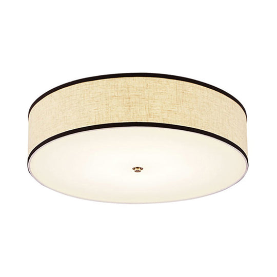 Minimalist Fabric Drum Ceiling Mounted Light - Led White Flush Mount Lamp (16/19.5/23.5 Dia)