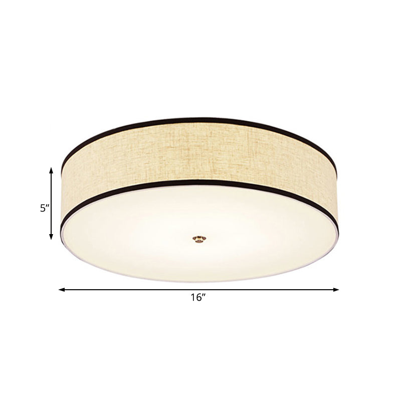 Minimalist Fabric Drum Ceiling Mounted Light - Led White Flush Mount Lamp (16/19.5/23.5 Dia)