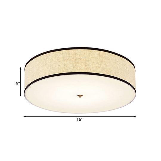 Minimalist Fabric Drum Ceiling Mounted Light - Led White Flush Mount Lamp (16/19.5/23.5 Dia)