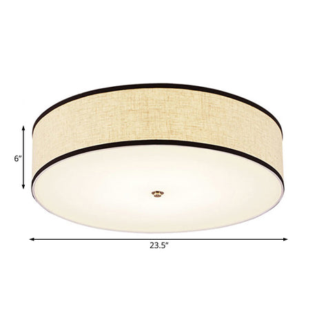 Minimalist Fabric Drum Ceiling Mounted Light - Led White Flush Mount Lamp (16/19.5/23.5 Dia)