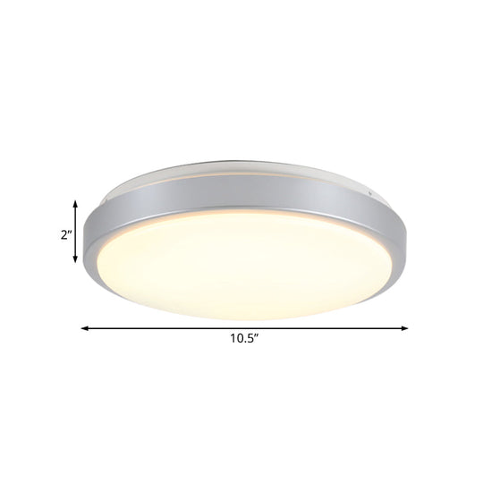 Modern Led Flush Mount Ceiling Light In Silver With Acrylic Shade Available 3 Sizes And Warm/White