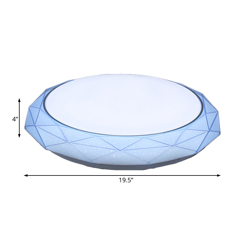 Nordic Diamond Flush Ceiling Light With Led 16’/19.5’ Diameter In White/Pink/Blue Shades