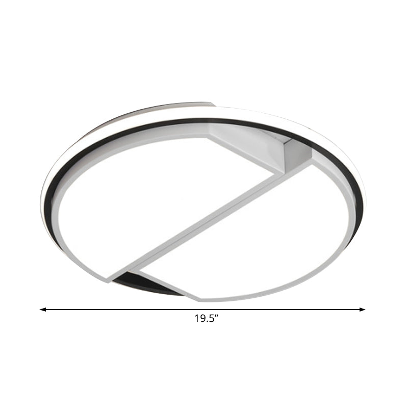 White Led Round Flush Mount Light Fixture With Acrylic Shade For Bedroom Ceiling -16/19.5 Dia