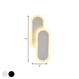 11/14.5 Dual Oval Sconce Led Wall Light Fixture - White/Black Modernist Style With White/Warm