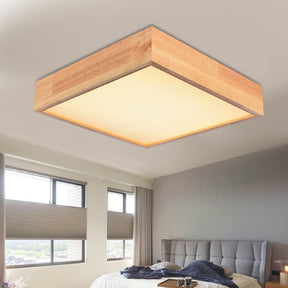 Contemporary Wooden Square Led Ceiling Light Fixture - Wide 1 - Light Flush Mount Lamp In