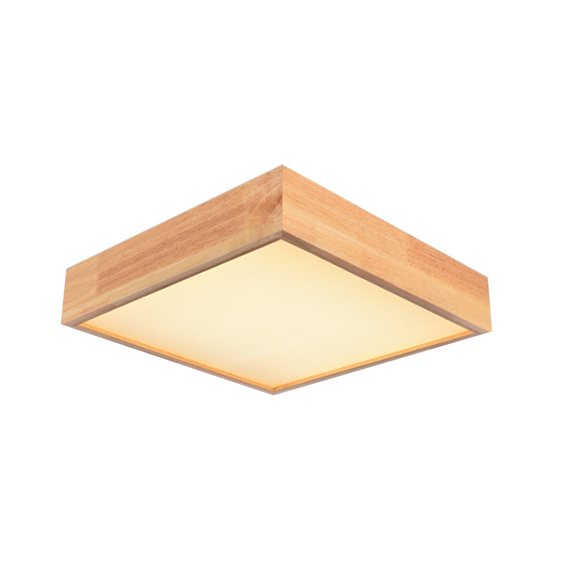 Contemporary Wooden Square Led Ceiling Light Fixture - Wide 1 - Light Flush Mount Lamp In Warm/White