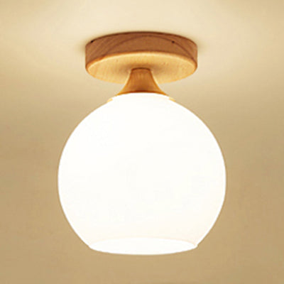 White Opal Glass Ceiling Light | Modern One - Head Flush Mount For Bathrooms / A