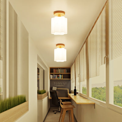 White Opal Glass Ceiling Light | Modern One - Head Flush Mount For Bathrooms