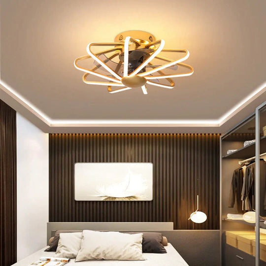 110V Lampe Creative Restaurant Ventilateur Lampe Salon Chambre Plafonnier Intégré