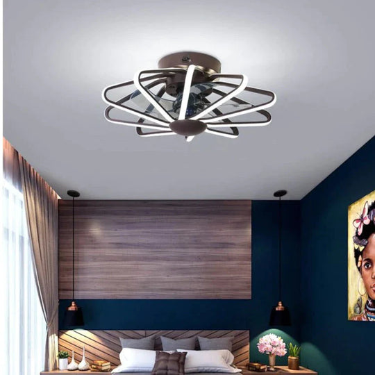 110V Lampe Creative Restaurant Ventilateur Lampe Salon Chambre Plafonnier Intégré