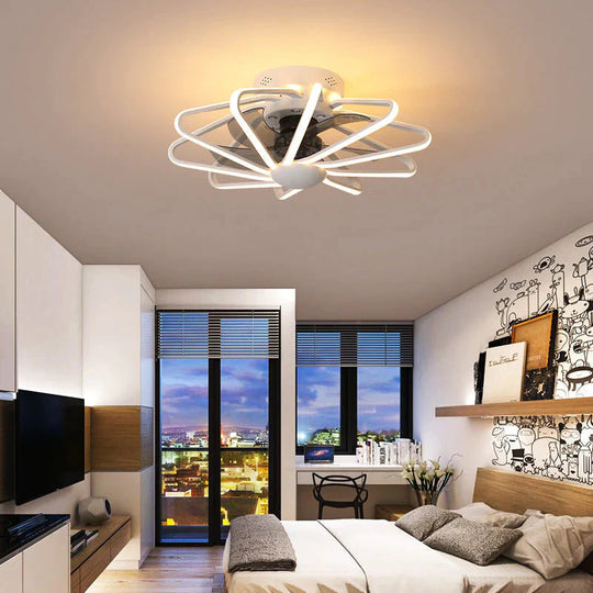 110V Lampe Creative Restaurant Ventilateur Lampe Salon Chambre Plafonnier Intégré