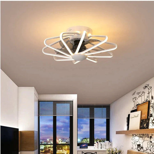 110V Lampe Creative Restaurant Ventilateur Lampe Salon Chambre Plafonnier Intégré