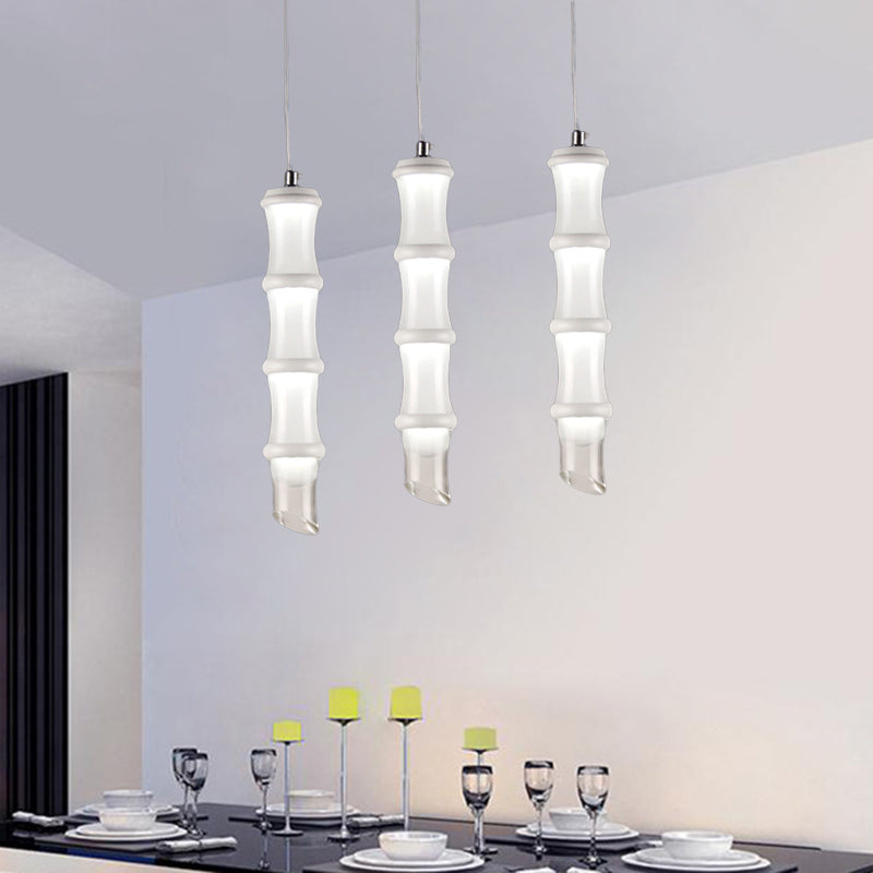 Modern Led Acrylic Bamboo Pendant Light In Warm/White