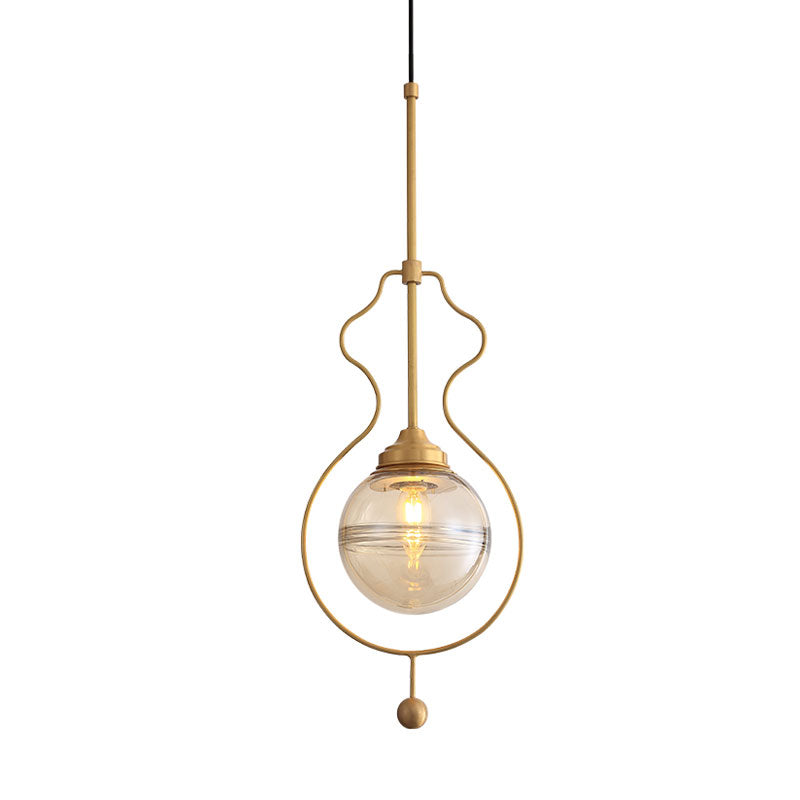 Gold Postmodern Ceiling Lamp: Clear Glass Ball Pendant Light With Ground Frame