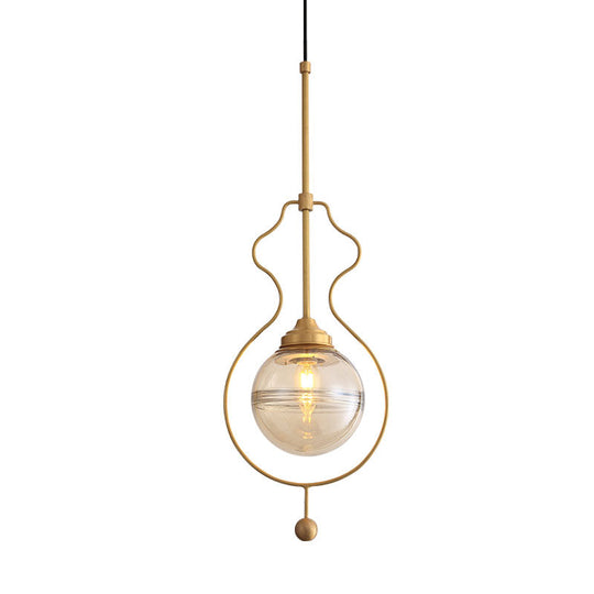 Gold Postmodern Ceiling Lamp: Clear Glass Ball Pendant Light With Ground Frame