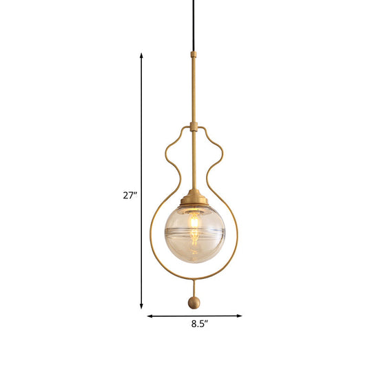 Gold Postmodern Ceiling Lamp: Clear Glass Ball Pendant Light With Ground Frame