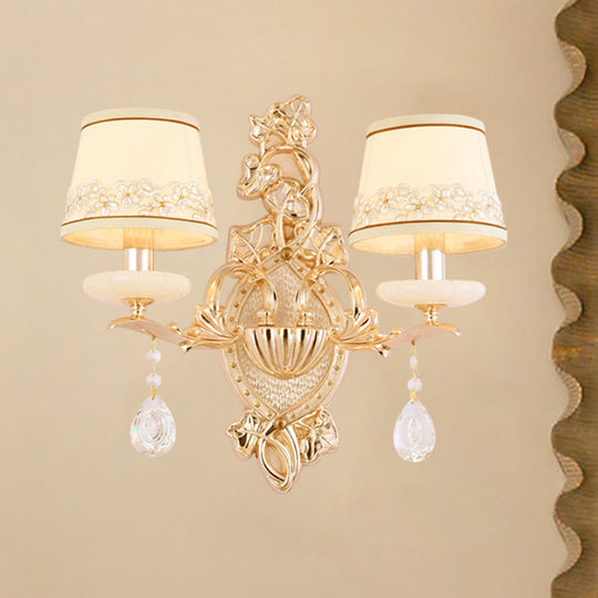 Traditional Gold Wall Mount Lamp With Fabric Shade - Ideal For Bedroom Or Candlelight Ambiance 2