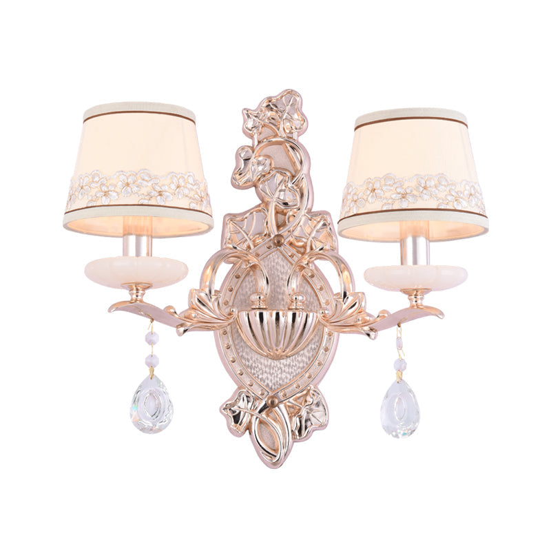 Traditional Gold Wall Mount Lamp With Fabric Shade - Ideal For Bedroom Or Candlelight Ambiance 2
