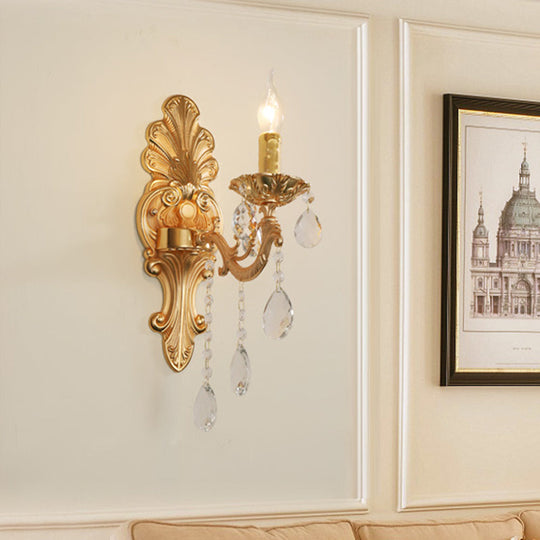 Mid Century Gold Finish Wall Mount Candelabra Lamp