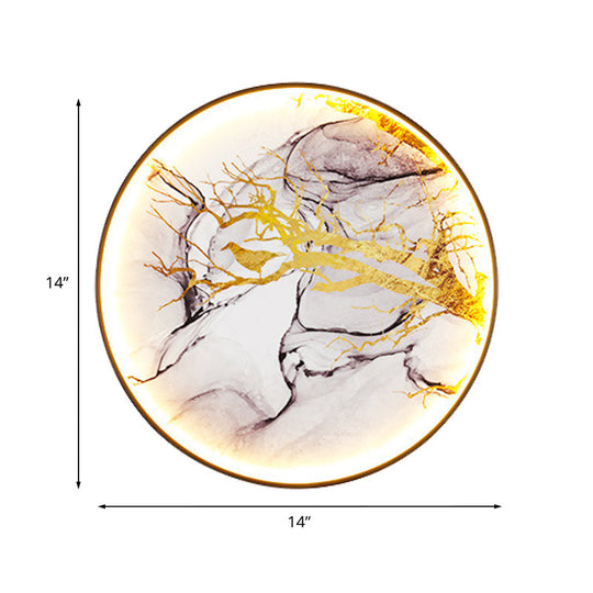 Asiatic Gold Aluminum Led Wall Lamp With Bird And Branch Design