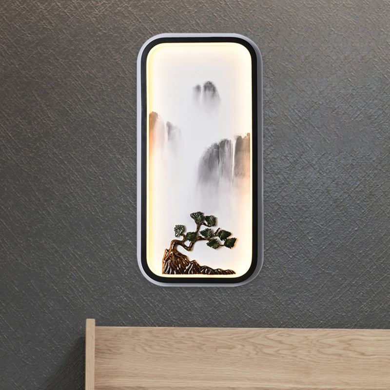 Chinese Ceramic Black Mountain Mural Lamp - Led Wall Lighting Fixture / B