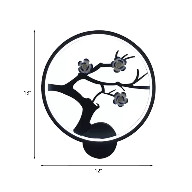 Chinese Iron Flower Branch Sconce With Led Wall Mount