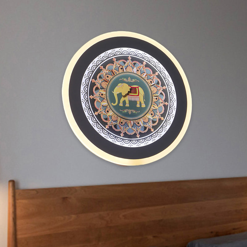 Blue Elephant Wall Lamp: Moroccan-Inspired Led Fixture For Bedside Or Mural