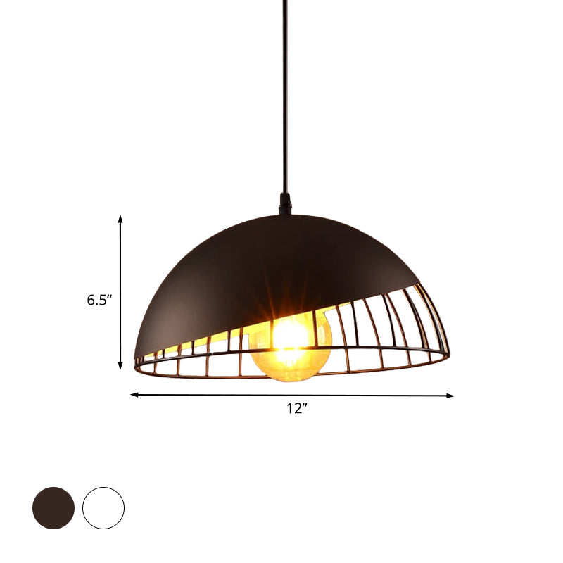 12’/14’ Retro Style Hanging Pendant Light With Metal Bowl Design - Black/Gray Finish For Dining