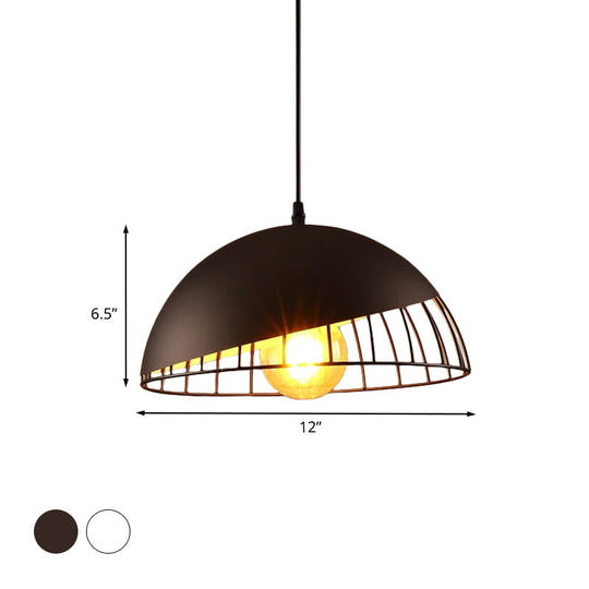 12’/14’ Retro Style Hanging Pendant Light With Metal Bowl Design - Black/Gray Finish For Dining