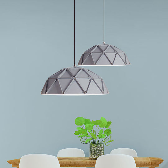 Yellow/White Macaron Domed Pendant Lamp: Modern Metallic Hanging Ceiling Light For Living Room