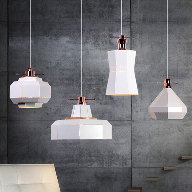 Modern Metal And Wood Pendant Light With Cylinder/Diamond Shade - 1 Black/White White / A