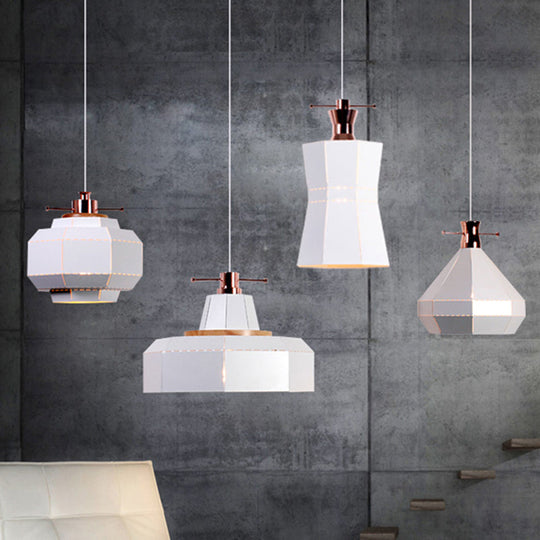 Modern Metal And Wood Pendant Light - Cylinder/Diamond Shade 1 Black/White White / A