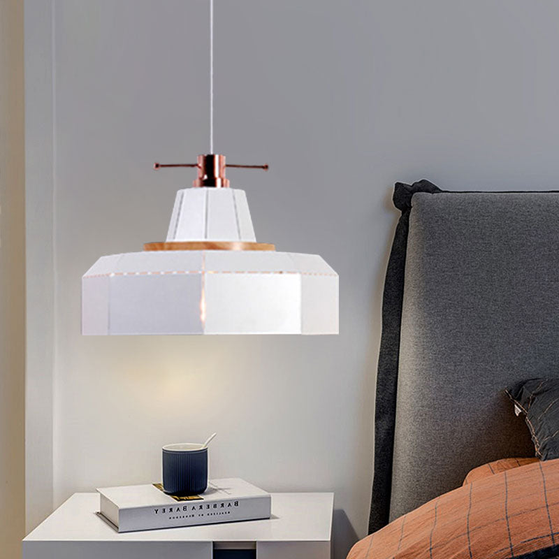 Modern Metal And Wood Pendant Light - Cylinder/Diamond Shade 1 Black/White