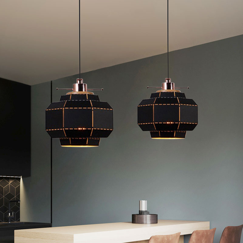 Modern Metal And Wood Pendant Light With Cylinder/Diamond Shade - 1 Black/White