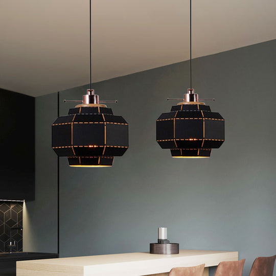 Modern Metal And Wood Pendant Light With Cylinder/Diamond Shade - 1 Black/White