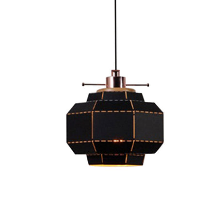 Modern Metal And Wood Pendant Light - Cylinder/Diamond Shade 1 Black/White