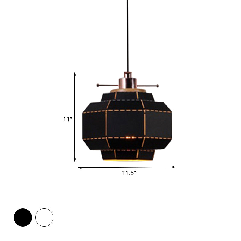 Modern Metal And Wood Pendant Light - Cylinder/Diamond Shade 1 Black/White